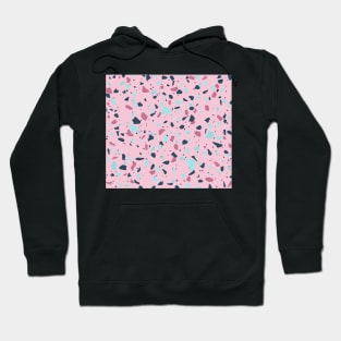 Terrazzo with pink, blue, and white colours Hoodie